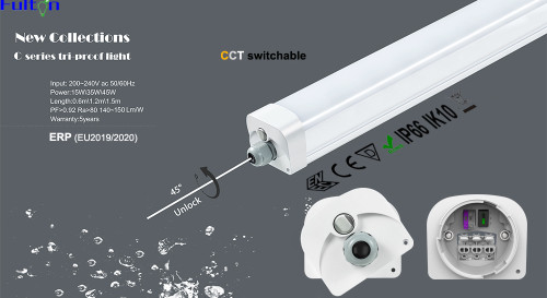 Fulton C Series IP66 1500mm LED Tri Proof Light Waterproof Office Linkable For Warehouse